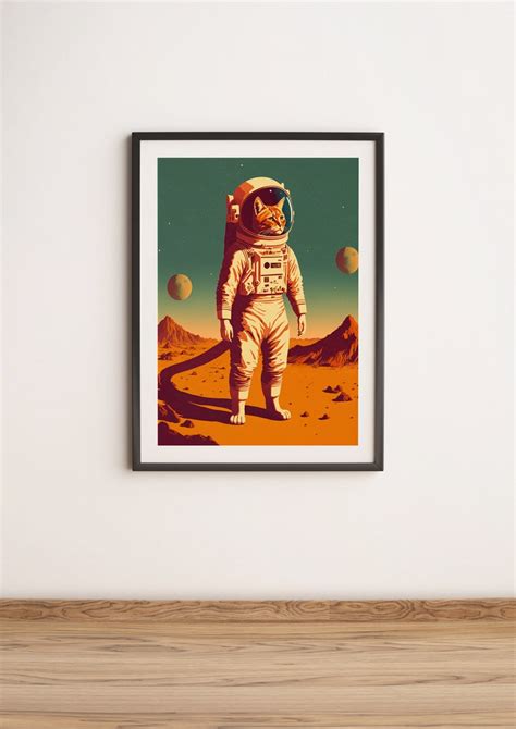 Retro Cat Astronaut Poster Space Adventures Await Cat Print, Playful ...