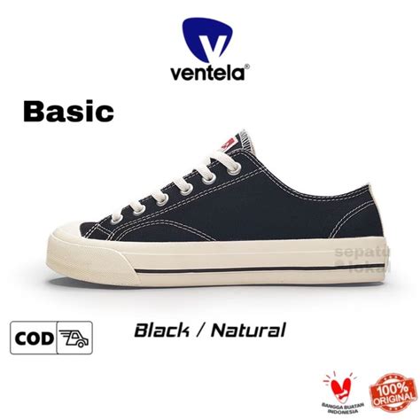 Jual Sepatu Ventela Original Basic Low Black Natural Etnic High Black