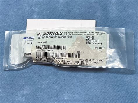 Synthes 35164 Medullary Reamer Head 165mm Da Medical