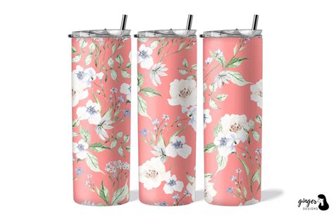 Flower Pink 20oz Skinny Tumbler Graphic By Gingerdesign · Creative Fabrica