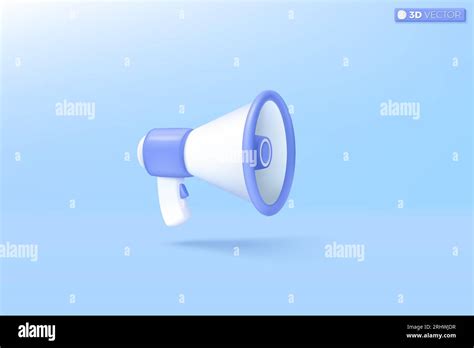 3d Blue And White Color Megaphone Speaker Icon Symbol Loudspeaker Bullhorn For Announce