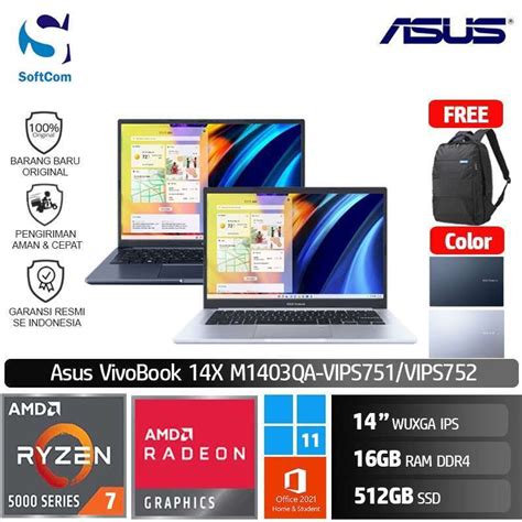 Promo Asus Vivobook 14x M1403qa Vips751 Vips752 Amd Ryzen 7 5800h 16gb