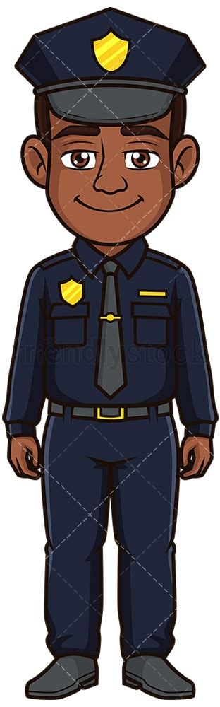 Friendly Black Policeman Cartoon Vector Clipart - FriendlyStock