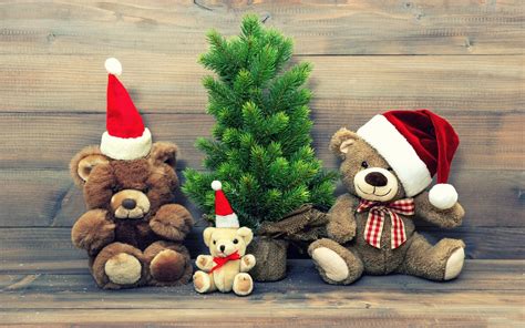 Wallpaper Teddy Bears Christmas Toy Holiday Fir Santa Claus