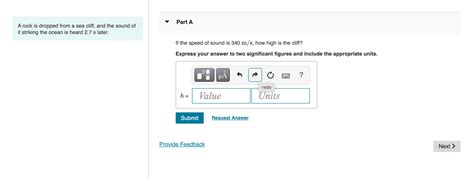 Solved A Rock Is Dropped From A Sea Cliff And The Sound Of Chegg