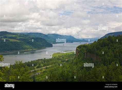 Overall View From Above On The Historic Columbia River Highway Of The