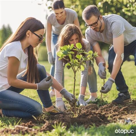 Premium Photo Group Of Volunteers Planting Tree In Park