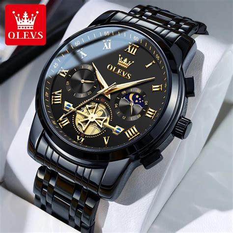 Olevs Men S Watch Analog Quartz Movement Business Stainless Steel