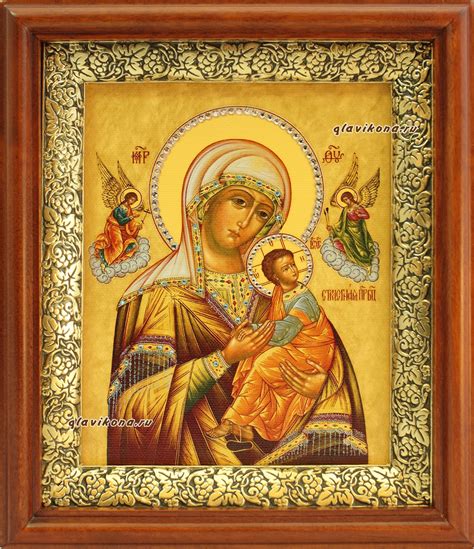 Страстная Божия Матерь, икона в деревянном киоте, под стеклом