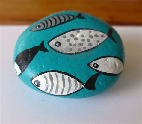 Fish Rock With Acrylic Paints Painted Rocks Fish Rocks Rock