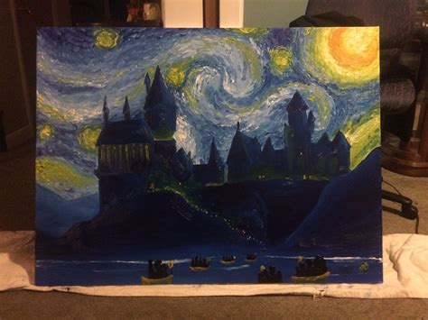 Hogwarts Starry Night Painting At Paintingvalley Explore