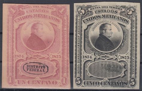 F EX6180 MEXICO REVENUE STAMP LOT CONTRIBUCION FEDERAL 1874 75 1 5c