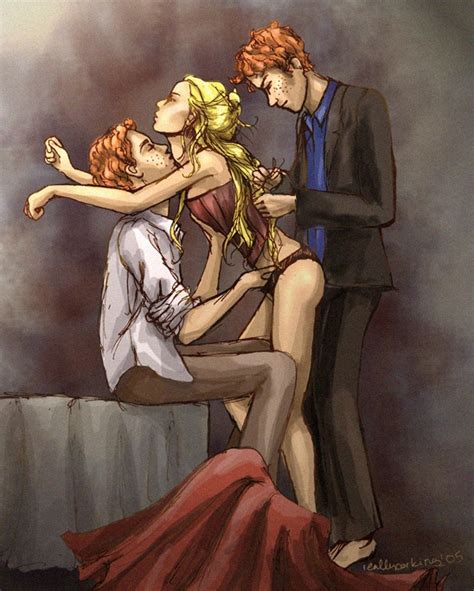 Rule 34 1girls 2boys Bed Brothers Corset Female Fred Weasley George Weasley Gryffindor Hand In