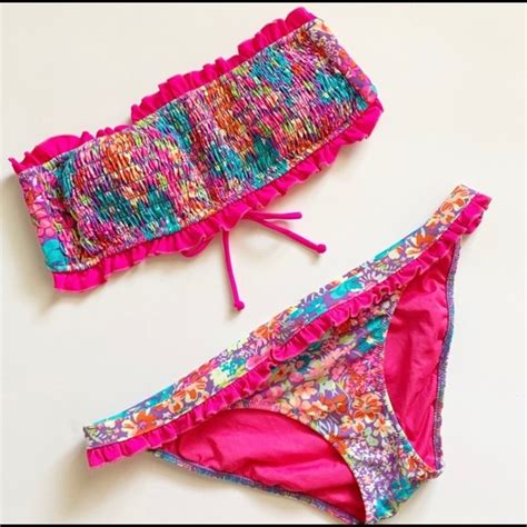 Victoria S Secret Swim Victorias Secret Floral Lace Bandeau Bikini