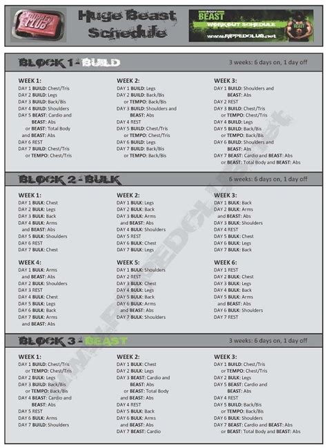 Body Beast Workout Schedule Print Your Body Beast Workout Calendar