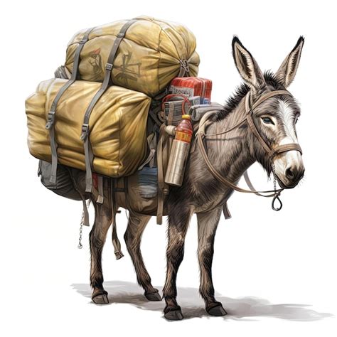 Premium Ai Image Donkey With Backpack Red Cross Emblem On Back