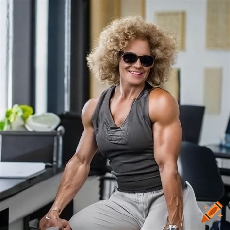 Photo Of Mature Muscular Woman Bodybuilder In Stylish Outfit On Craiyon