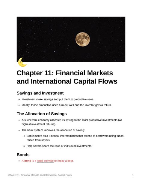 Chapter 11 Financial Markets And International Capital Flows Ideally Those Productive Uses