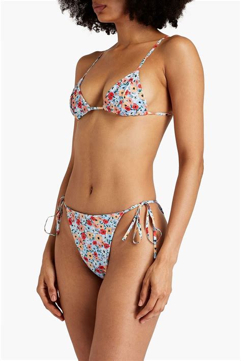 Agua By Agua Bendita Ipanema La Fania Quilted Floral Print Mid Rise Bikini Briefs The Outnet