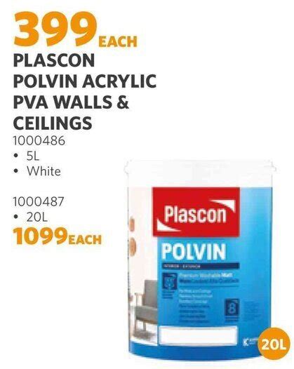 PLASCON POLVIN ACRYLIC PVA WALLS CEILINGS Offer At BUCO