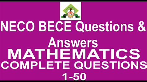 Bece 2018 Complete Mathematics Past Questions And Answers Youtube