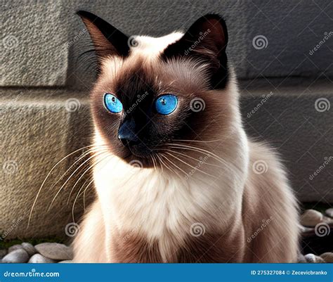 Siamese Cat Portrait with Blue Eyes Stock Illustration - Illustration ...