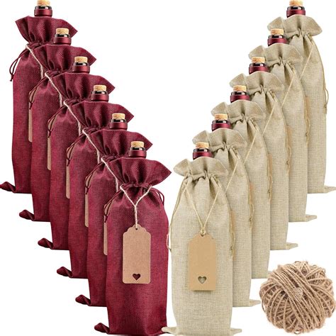 Amazon Burlap Wine Bags Wine Gift Bags 12 Pcs Christmas Wine