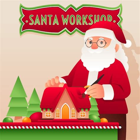 Free Vector Flat Christmas Santa Workshop Illustration