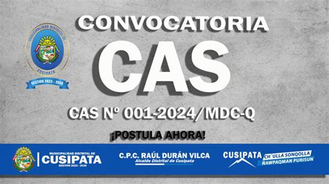 Convocatoria Concurso CAS N001 2024 MDC Q Noticias Municipalidad