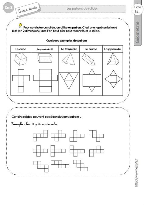 Cm2 Leçon Les Patrons De Solides