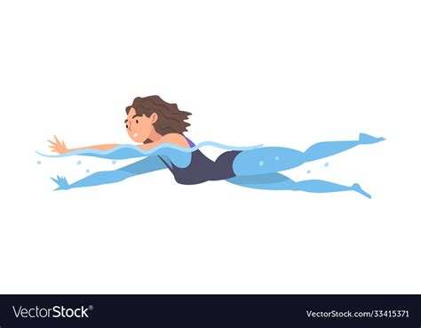 Young Woman In Swimming Pool Girl In Swimsuit Vector Image