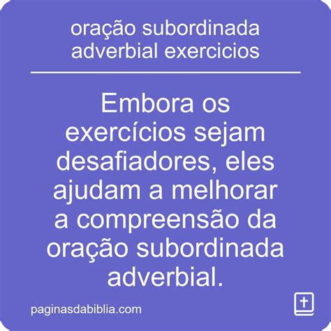 Exercicios Oração Subordinada Adverbial Com Gabarito