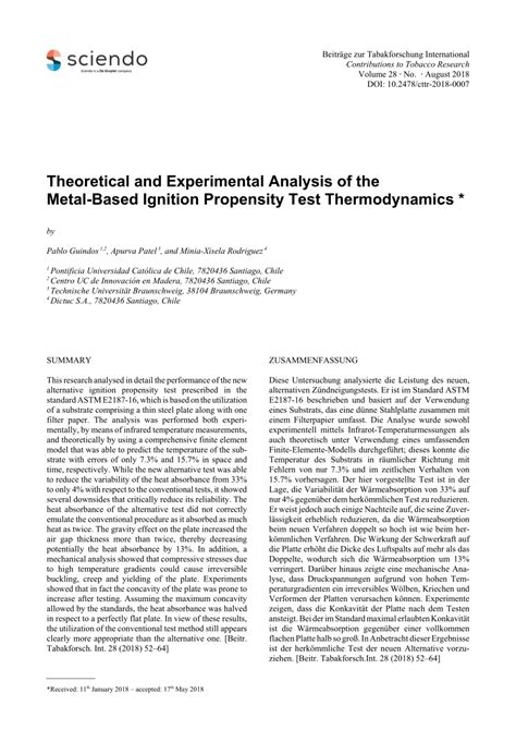 Pdf Theoretical And Experimental Analysis Of The Metal Based Ignition