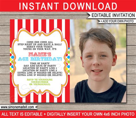 Carnival Birthday Invitations Template Collection