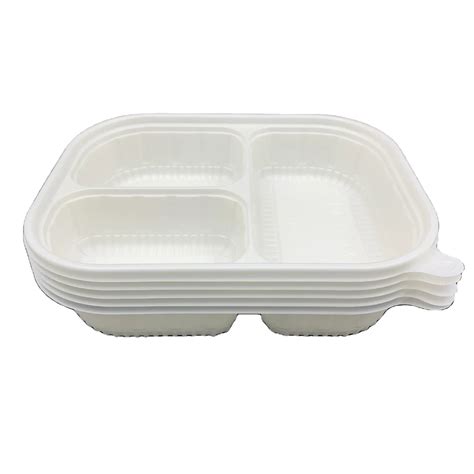 Eco Friendly 3 Grids Pla Lunch Box With Compartments For Food Packaging