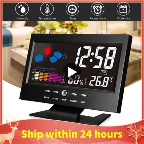 Lcd Indoor Digital Thermometer Hygrometer Alarm Clock Calendar Weather Station Desk Clock