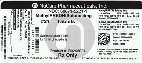 Methylprednisolone Nucare Pharmaceuticals Inc Fda Package Insert