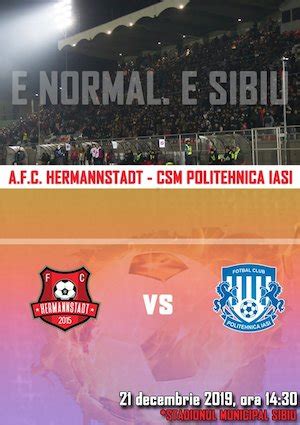 AFC Hermannstadt CSM Politehnica Iasi CASA Liga 1 21 Dec 2019