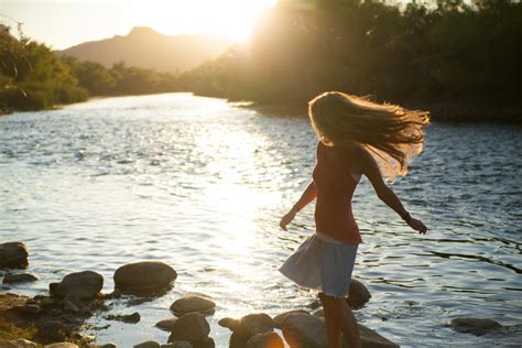 Free Photo Of Sunset Girl River