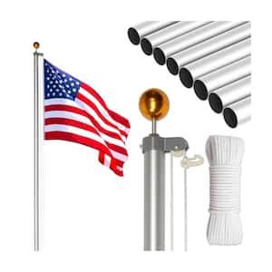 VIVOHOME Extra Thick 30 Ft Aluminum Telescoping Flagpole Kit With 3x5