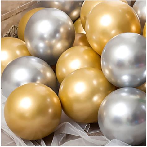 50 Balão Bexiga Cromado Metalizado dourado e prata n9 ano novo Shopee