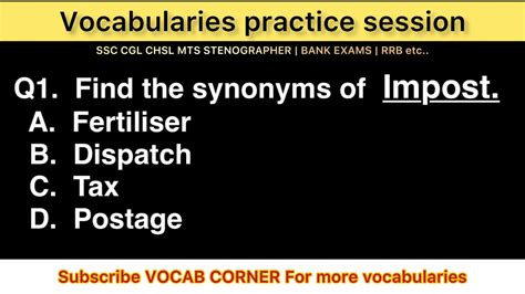 Previous Year Vocabulary SSC CGL CHSL MTS STENOGRAPHER BANK EXAMS