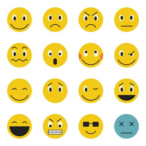 emoticon icons set flat style  vector art  vecteezy