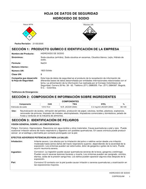 Fds Ficha De Datos De Seguridad