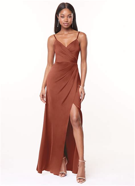 Auburn Azazie Maci Stretch Satin Dress Bridesmaid Dresses Azazie