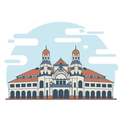 Lawang Sewu Heritage Building In Kota Lama Semarang Stock Vector