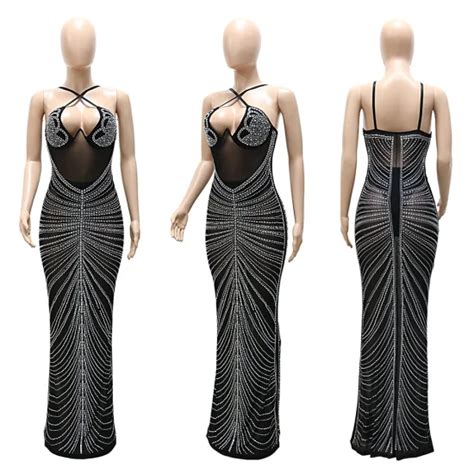 Lyf Manufacturer S Hot Drill Deep V Sexy Tight Evening Dress Women S Dress Womens Dress