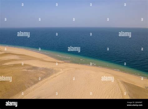 An aerial view of the Sealine Desert and Sand Dunes in Qatar Stock ...