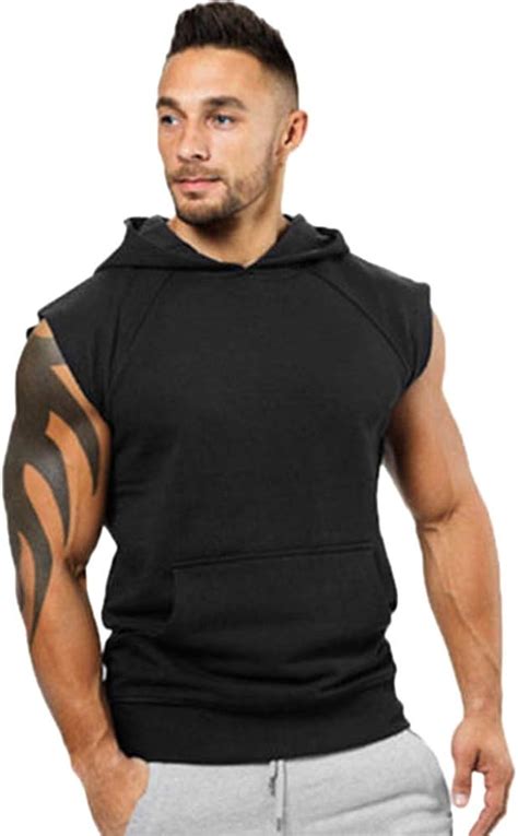 Hooded Tank Top Mens Workout