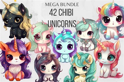 Cute Chibi Unicorn Clipart Chibi Clipart Unicorn PNG Fantasy - Etsy